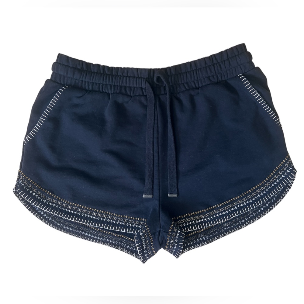 NWOT All Saints Women’s Size 14 Black Crochet Trim Cotton Drawstring Shorts